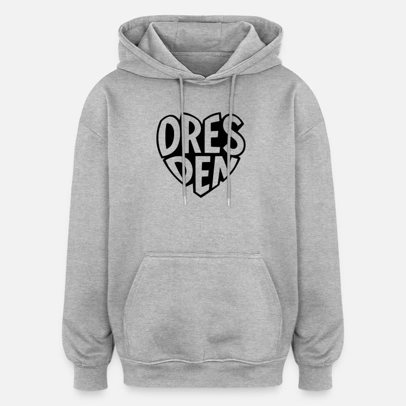 Faute de frappe élégante à Dresde - Sweat à capuche oversize unisexe - gris chiné
