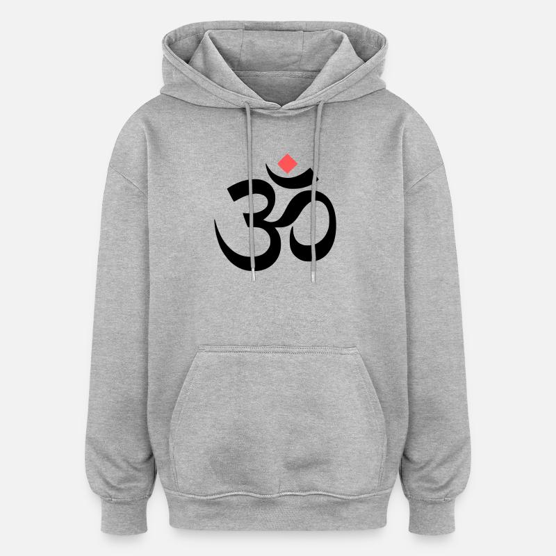 Méditation yoga en signe om - Sweat à capuche oversize unisexe - gris chiné