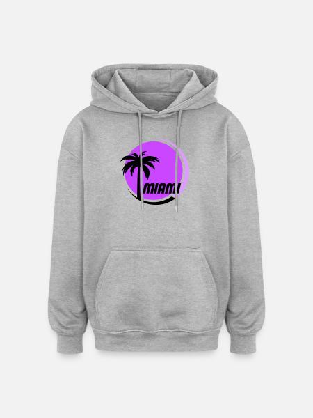 Miami Palm Trees Neon Retro - Oversized Unisex Hoodie - heather grey