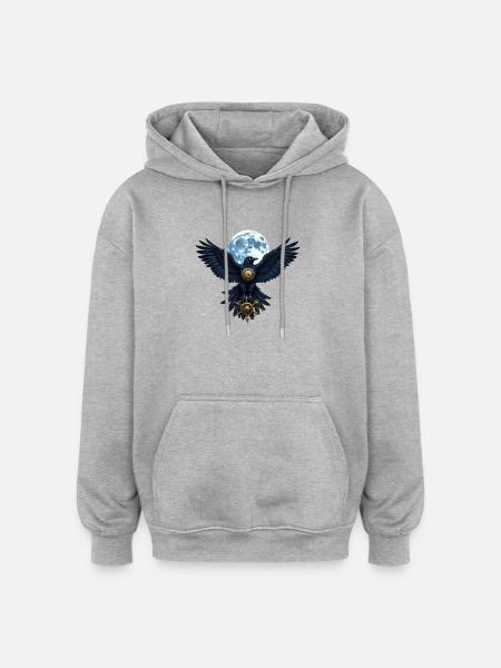 Steampunk Luna Raven with Rudder - Oversized Unisex Hoodie - heather grey