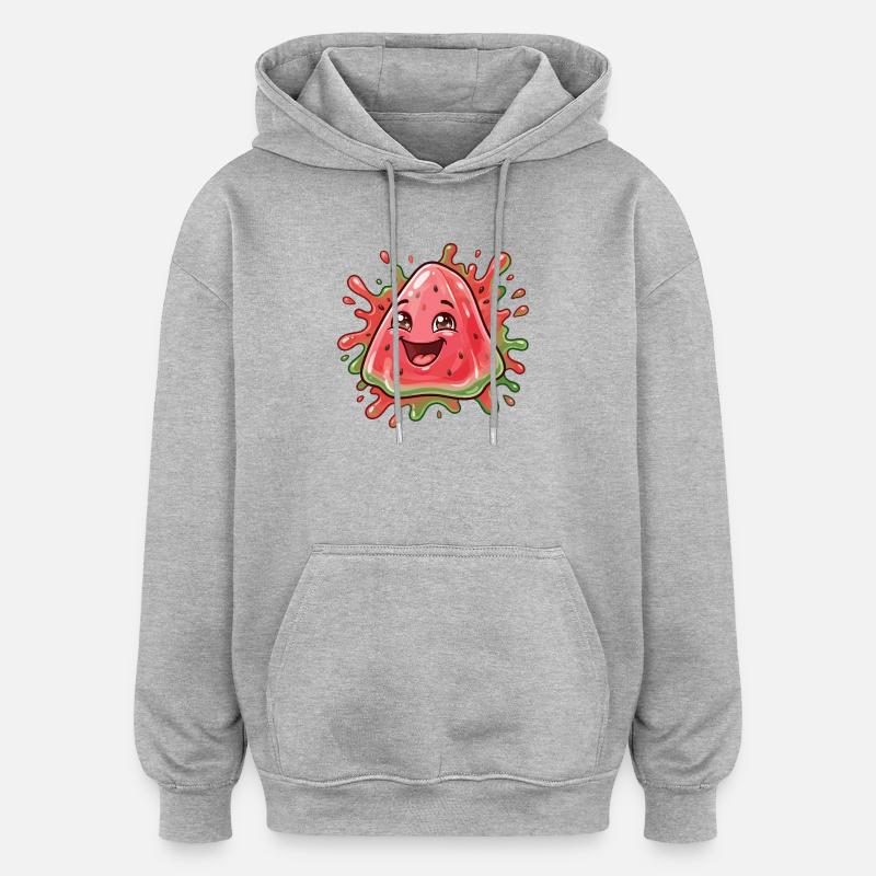 Fruity Water Fun Kawaii - Sweat à capuche oversize unisexe - gris chiné