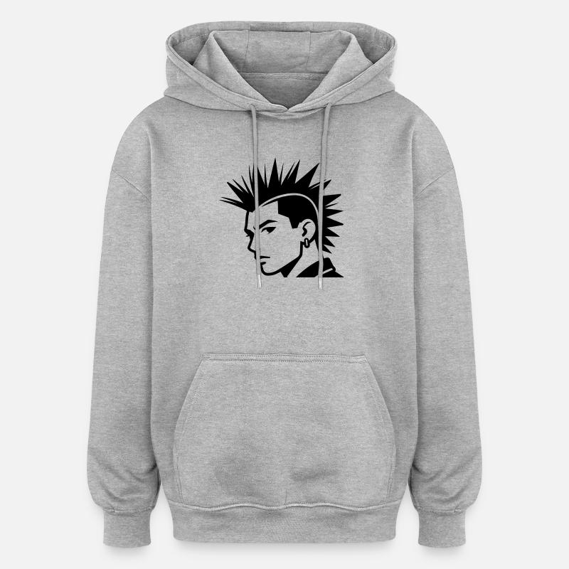 Punk - Oversize unisex hoodie - grå meleret