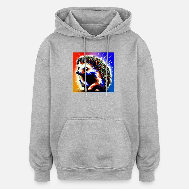 hérisson - Sweat à capuche oversize unisexe - gris chiné