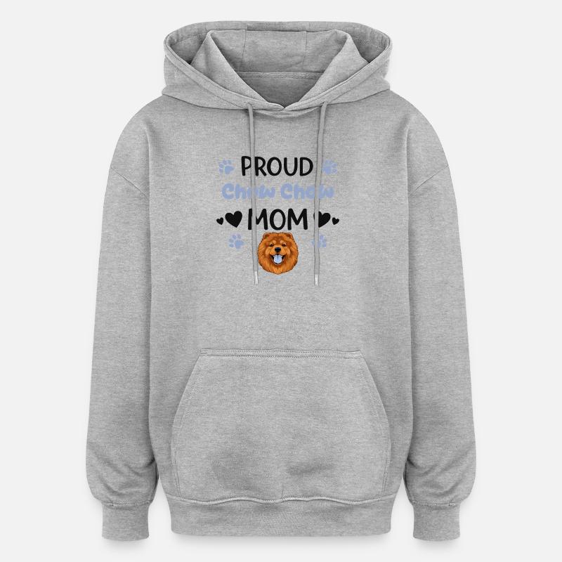 Fière Mère Chow, Chow-chow - Sweat à capuche oversize unisexe - gris chiné
