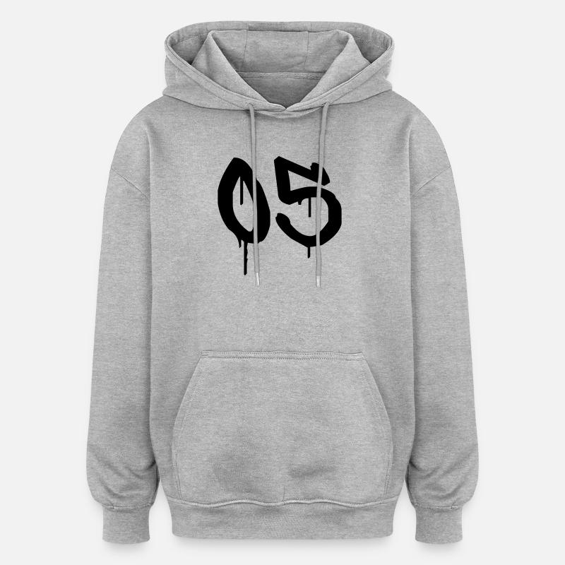 Nummer 05-stil urban graffiti - Oversized unisex-hettegenser - gråmelert