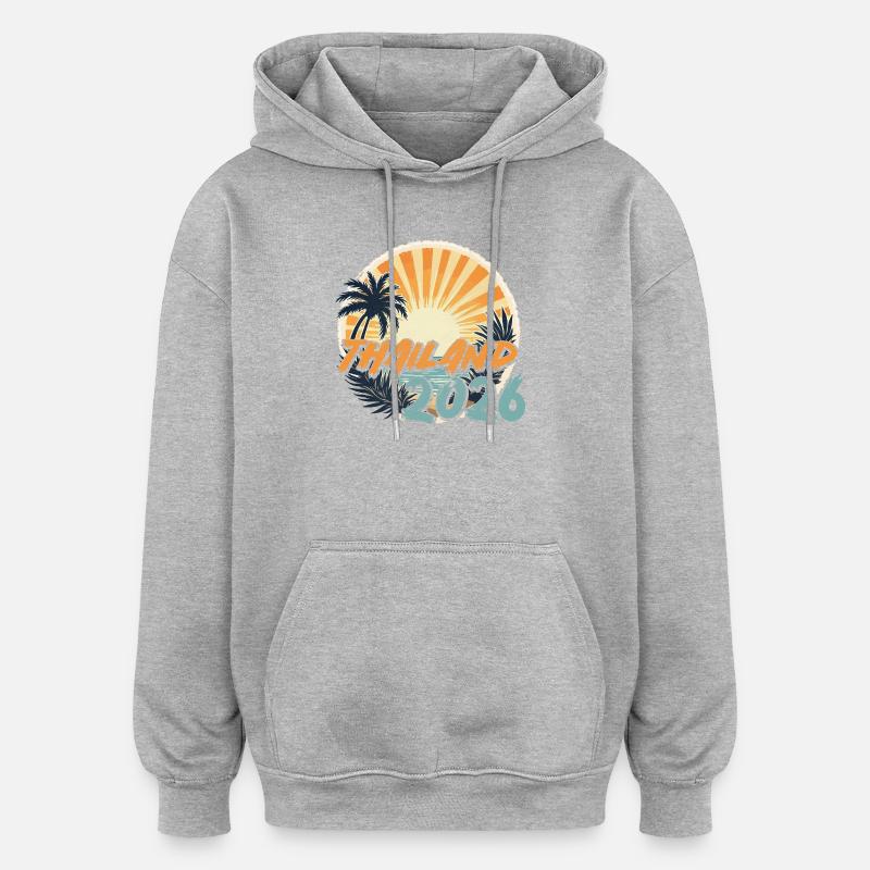 Thaïlande 2026 - Sweat à capuche oversize unisexe - gris chiné