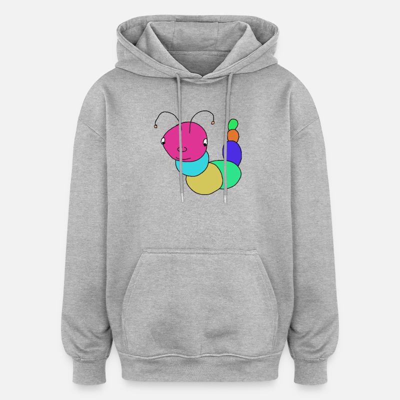 Chenilles, chenilles, bébés chenilles - Sweat à capuche oversize unisexe - gris chiné