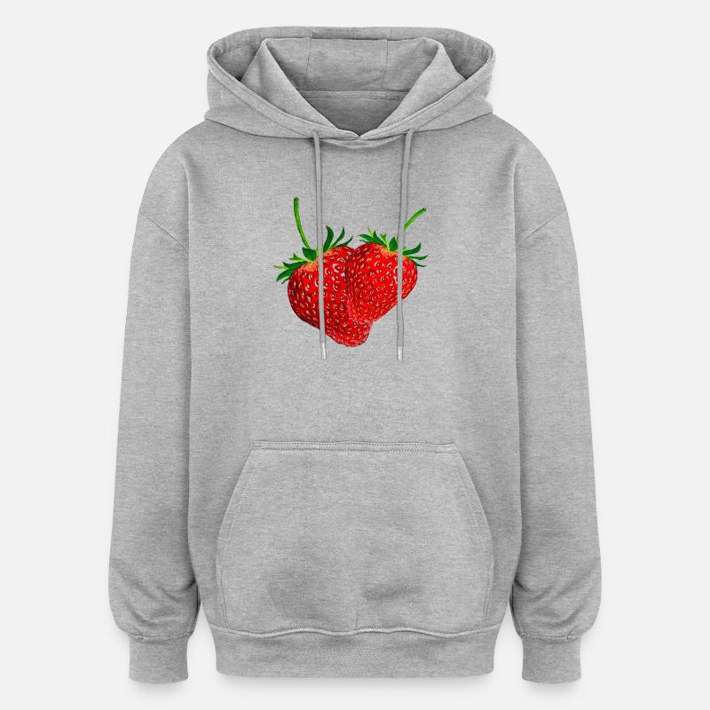 Strawberries - Oversized Unisex Hoodie - heather grey