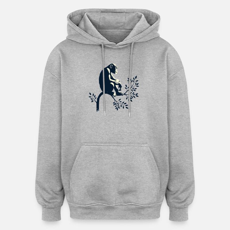 Chimpanzé - Sweat à capuche oversize unisexe - gris chiné