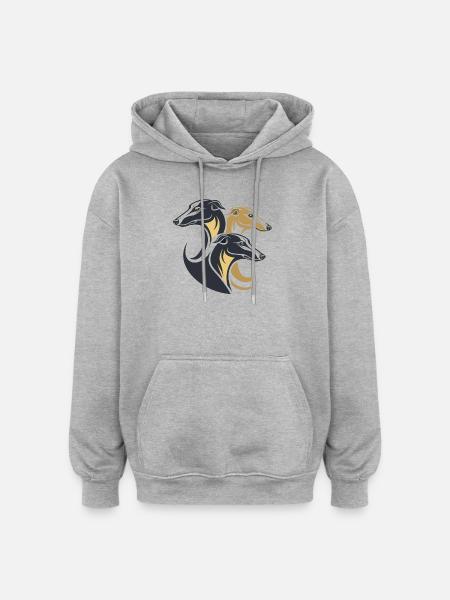 Triple Greyhounds Silhouette - Oversized Unisex Hoodie - heather grey