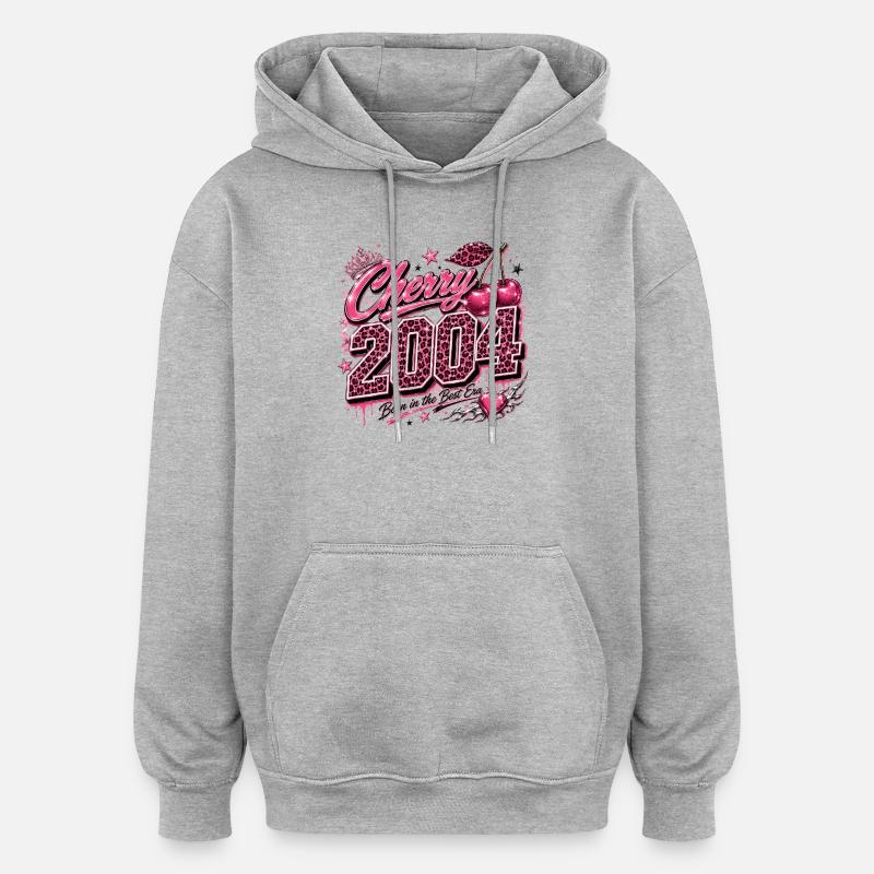 Cherry 2004 Style Léopard - Sweat à capuche oversize unisexe - gris chiné