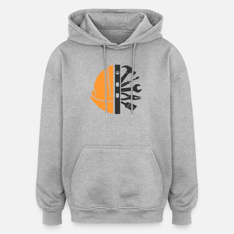 Construction Helmet & Tools – Craftsman Logo - Oversized Unisex Hoodie - heather grey