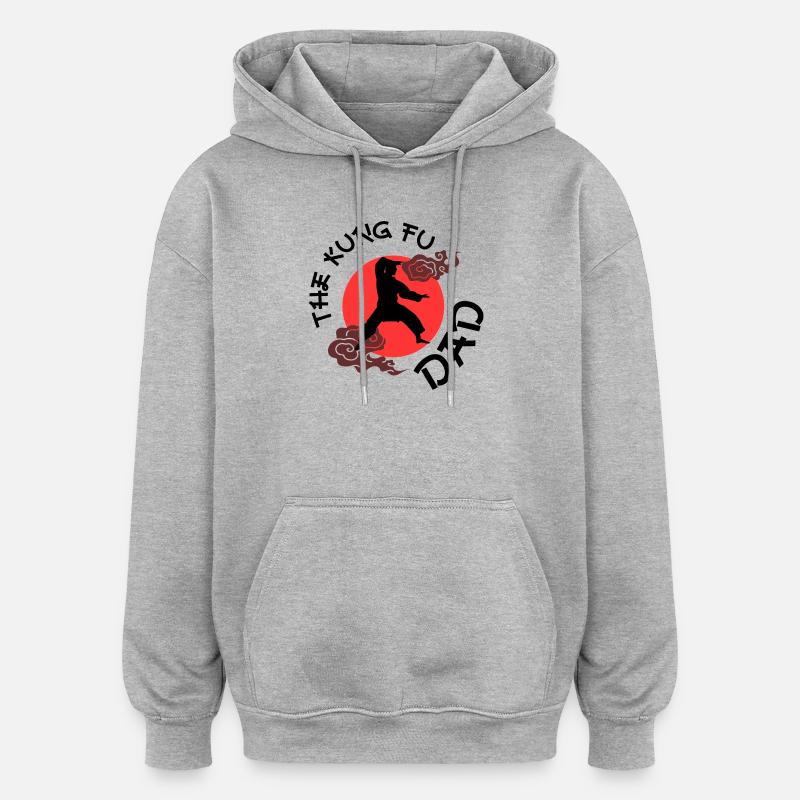 The Kung Fu Dad - Sweat à capuche oversize unisexe - gris chiné