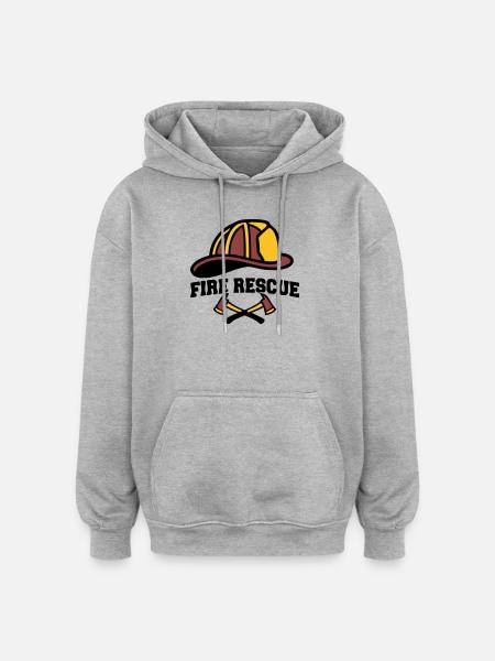 Feuerwehrhelm Wappen Logo - Oversized Unisex Hoodie - Grau meliert