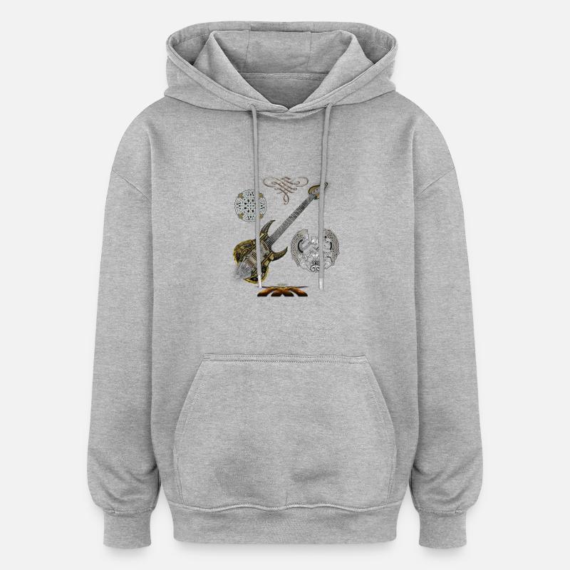 Celtic Warrior Guitare spr - Sweat à capuche oversize unisexe - gris chiné