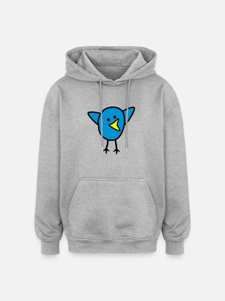 Vogel - Oversized Unisex Hoodie - Grau meliert