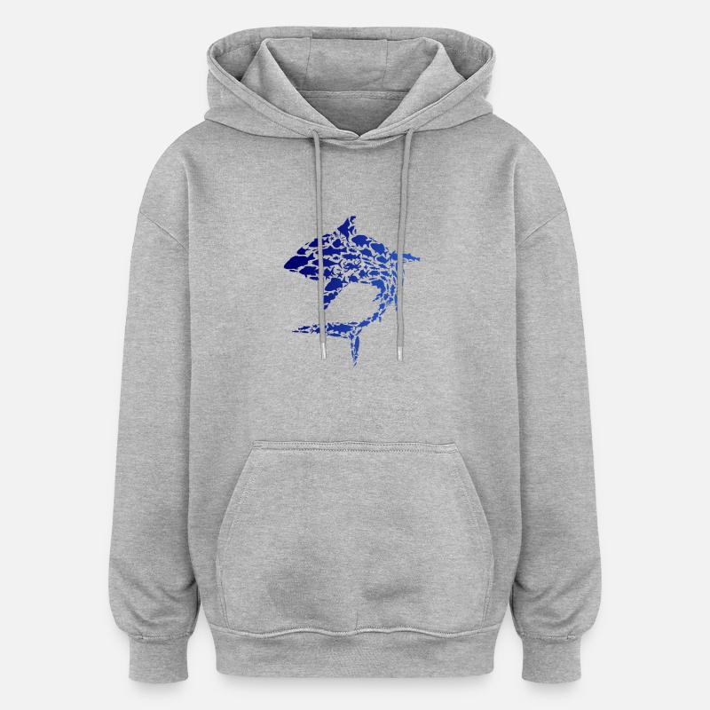 bigfish - Oversized Unisex Hoodie - Grau meliert