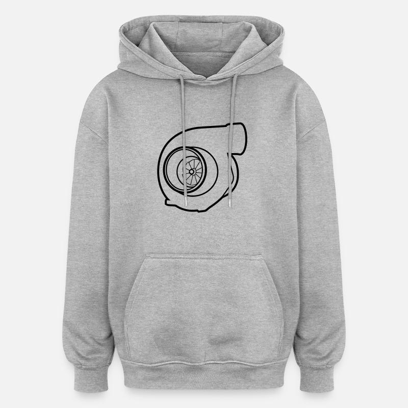 Turbolader - Oversized Unisex Hoodie - Grau meliert