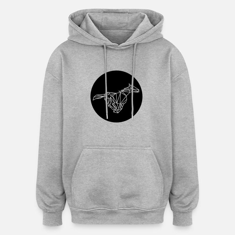 Polygon Pferd Kreis - Oversized Unisex Hoodie - Grau meliert