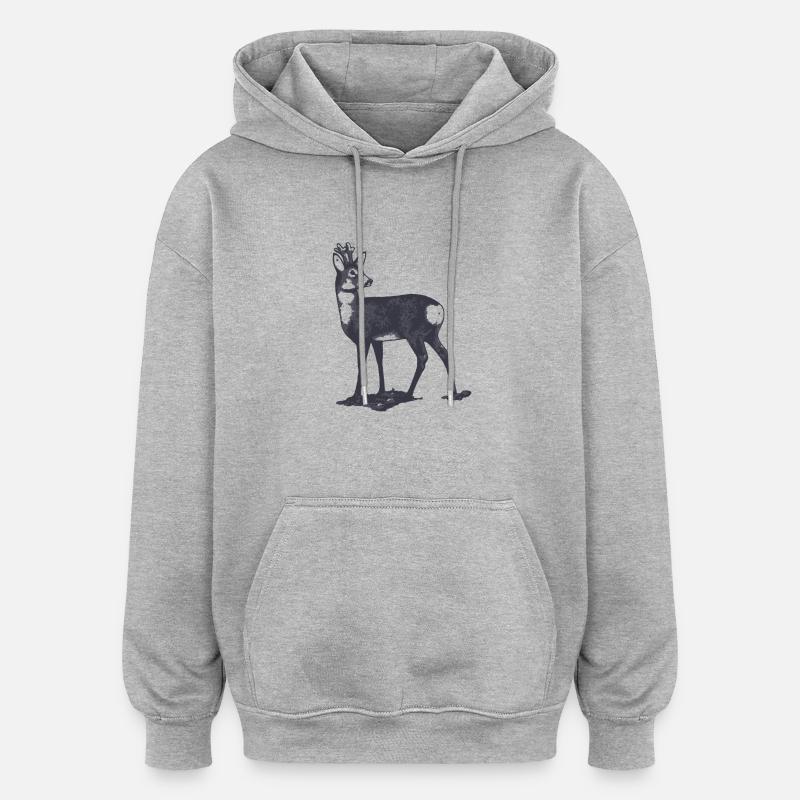 deer - Sweat à capuche oversize unisexe - gris chiné