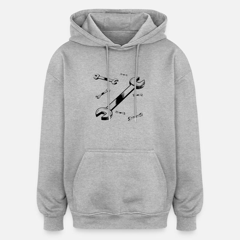 clef a molette - Sweat à capuche oversize unisexe - gris chiné