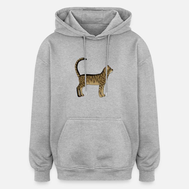 Getigerte Katze steht - Oversized Unisex Hoodie - Grau meliert