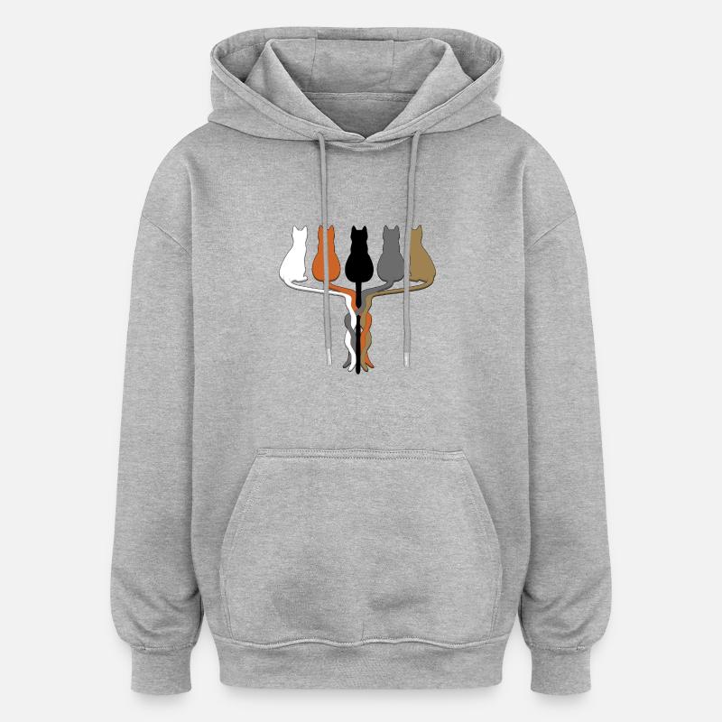 5 Katzenschwänze - Sweat à capuche oversize unisexe - gris chiné