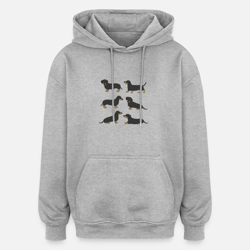 Cheveux brut sélection teckel - Sweat à capuche oversize unisexe - gris chiné
