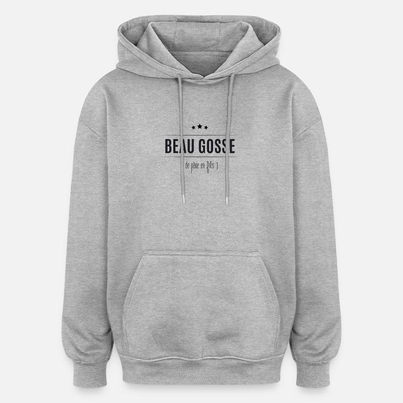BG ( de père en fils ) - Sweat à capuche oversize unisexe - gris chiné