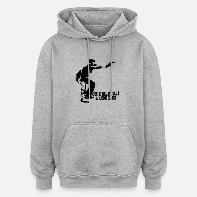 SELF - Sweat à capuche oversize unisexe - gris chiné