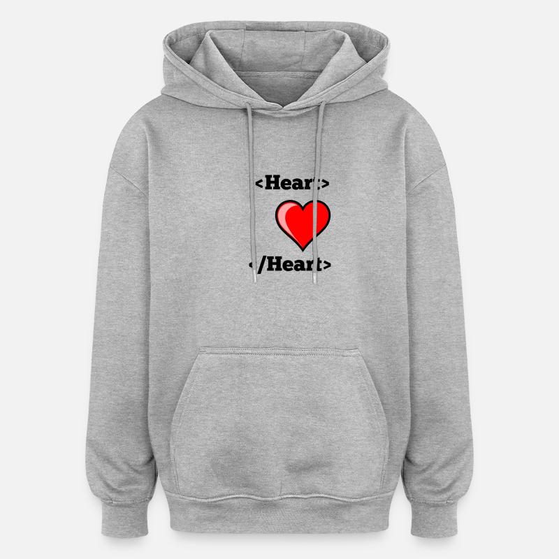 Html Heart - Sweat à capuche oversize unisexe - gris chiné