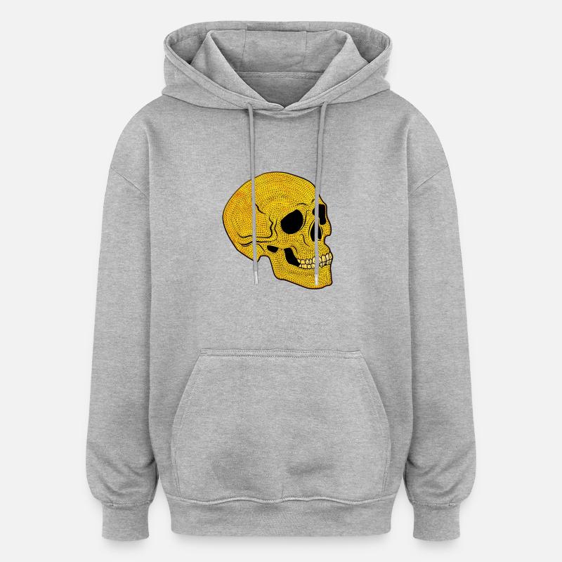 YellowSkull - Sweat à capuche oversize unisexe - gris chiné