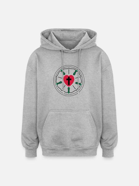 Jesus - Sweat à capuche oversize unisexe - gris chiné