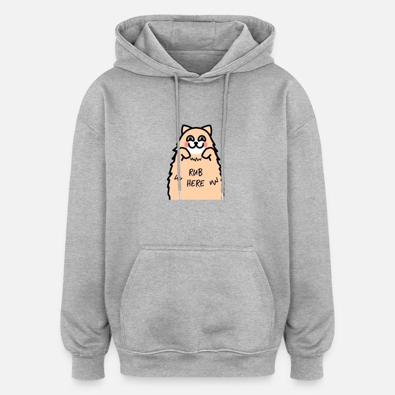 Chat drôle de conception - Sweat à capuche oversize unisexe - gris chiné