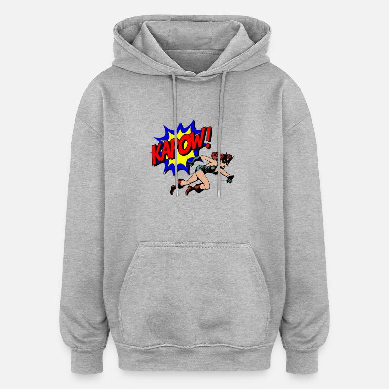 Kapow - Sweat à capuche oversize unisexe - gris chiné