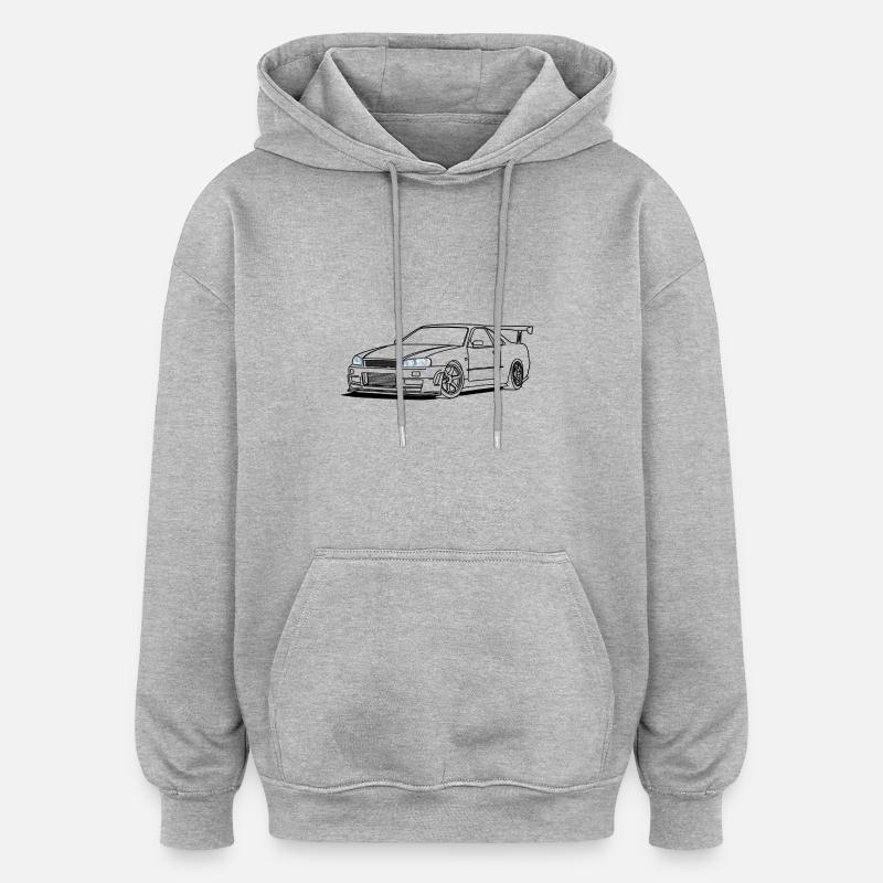 cool car headlights - Sweat à capuche oversize unisexe - gris chiné