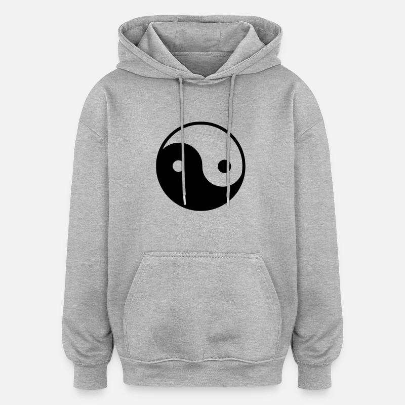 Yin yang - Sweat à capuche oversize unisexe - gris chiné