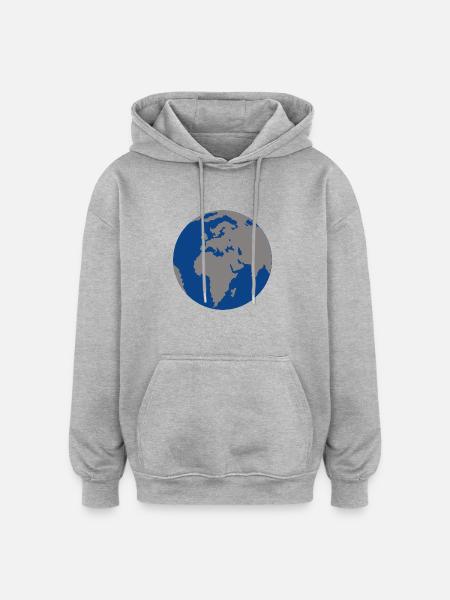 Globus - Oversized Unisex Hoodie - Grau meliert