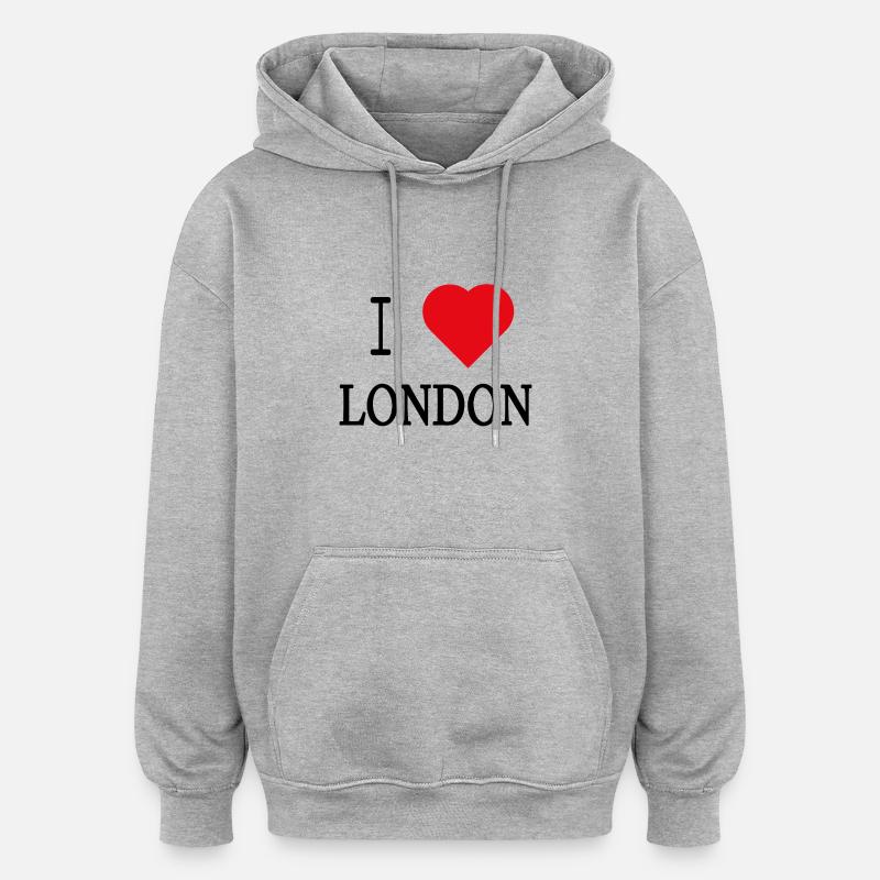 J'aime Londres - Sweat à capuche oversize unisexe - gris chiné