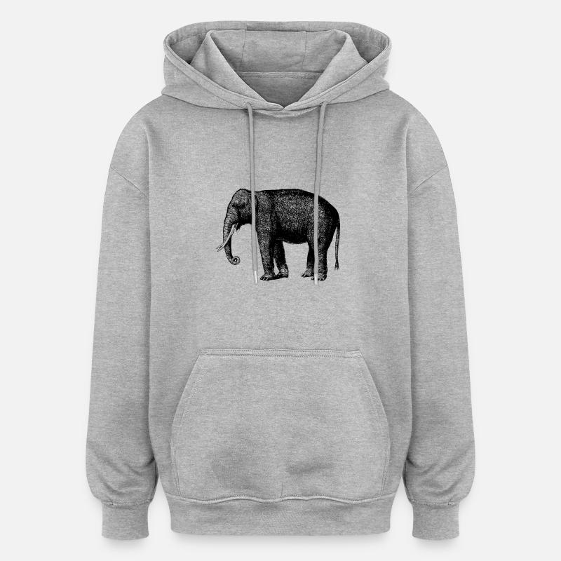 éléphant - Sweat à capuche oversize unisexe - gris chiné