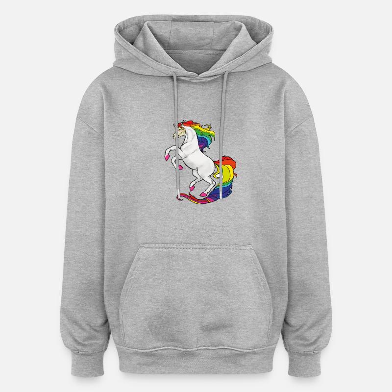 Zombie Einhorn - Oversized Unisex Hoodie - Grau meliert