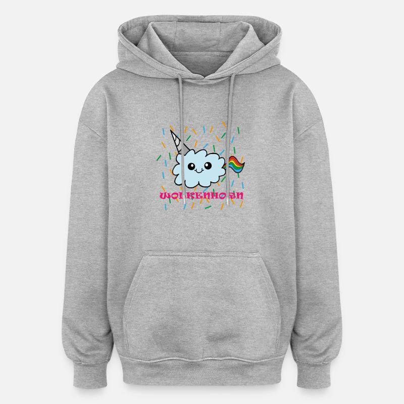 nuages Corne - Sweat à capuche oversize unisexe - gris chiné