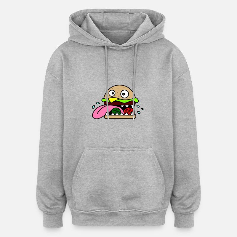 fou Burger - Sweat à capuche oversize unisexe - gris chiné