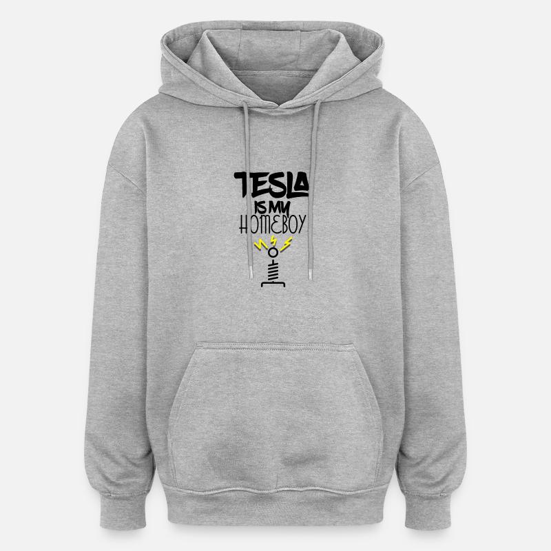 Tesla est mon - Sweat à capuche oversize unisexe - gris chiné