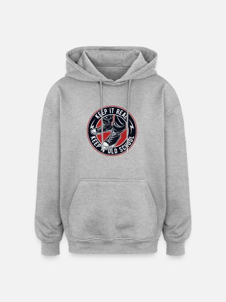 Keep It Old School - Oversized Unisex Hoodie - Grau meliert