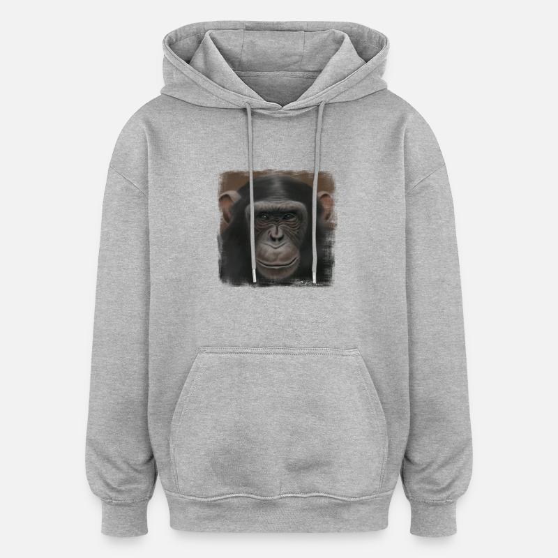Chimpanzé - Sweat à capuche oversize unisexe - gris chiné