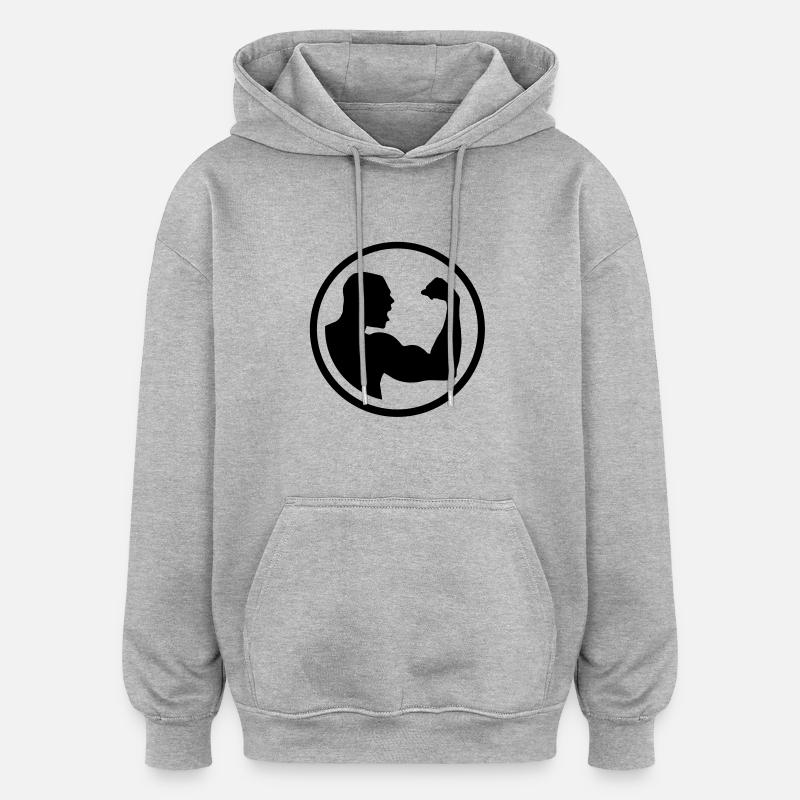 bodybuilding_25 - Sweat à capuche oversize unisexe - gris chiné