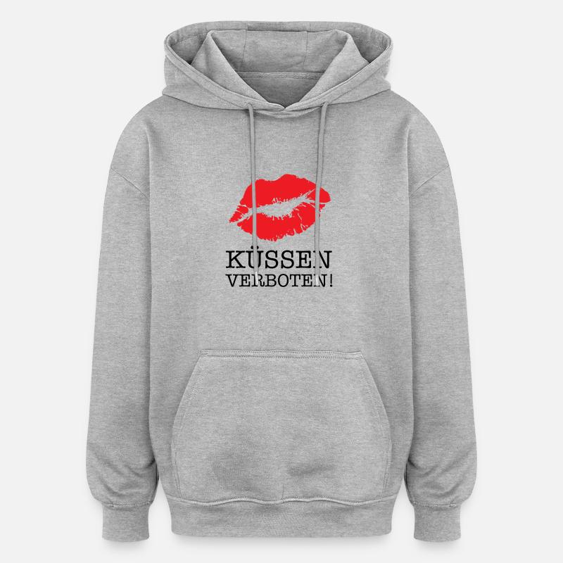 küssen verboten - Sweat à capuche oversize unisexe - gris chiné