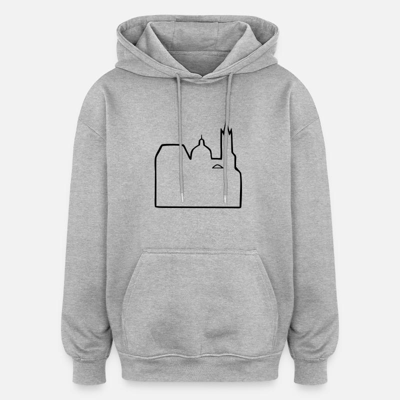 Aachen Cathédrale d'Aix - Sweat à capuche oversize unisexe - gris chiné