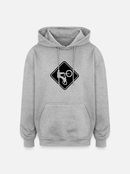 BMX Roadsign - Oversized Unisex Hoodie - heather grey
